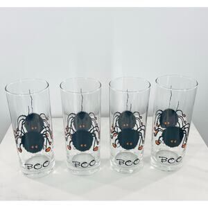 4 Halloween Spider BOO Tall Glasses by Ocean Thailand